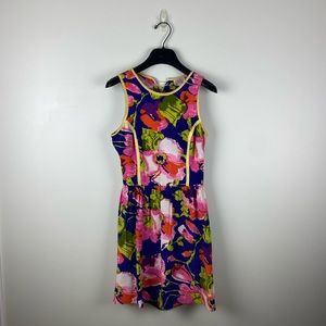 Parker Dahlia Floral lace back silk mini dress